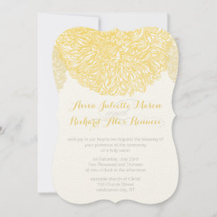 Blooming Dahlia Yellow Iris Wedding Invitation