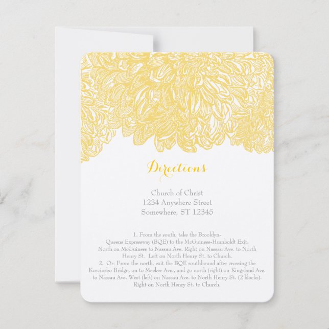 Blooming Dahlia Yellow Iris Wedding Invitation (Front)