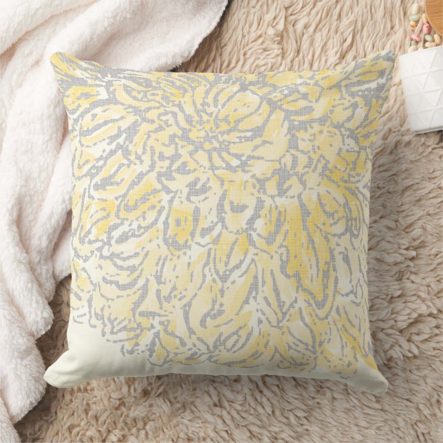 Blooming Dahlia Yellow Iris Wedding Throw Pillow (Blanket)