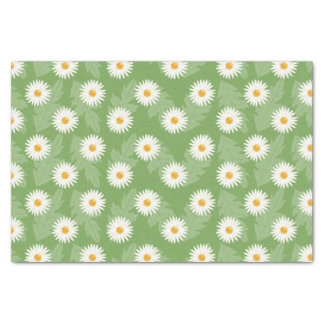 Blooming Daisy Flowers Pattern On Green Tissue Paper