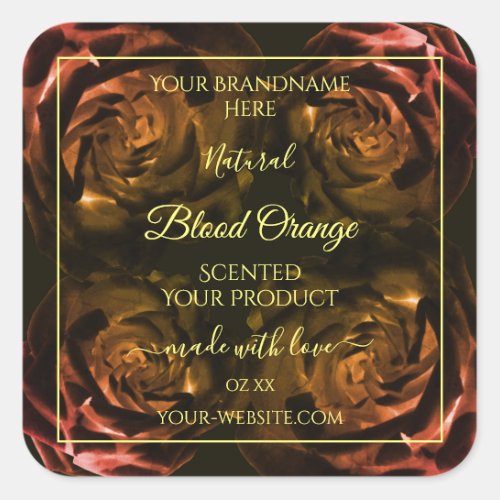 Blooming Dark Red Orange Roses Chic Product Labels