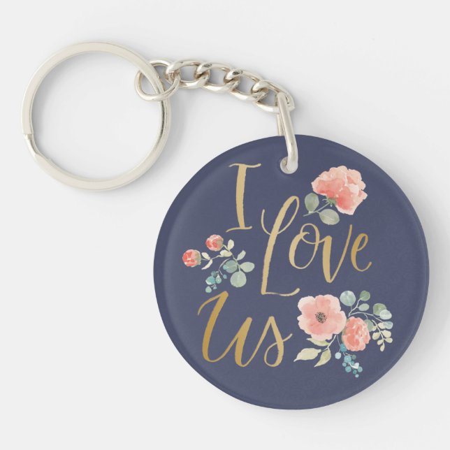 Blooming Delight Blue | I Love Us Keychain (Front)