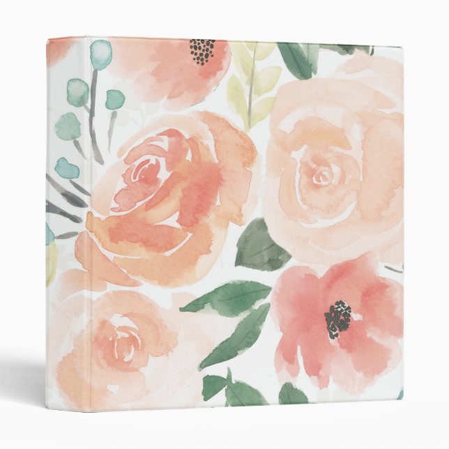 Blooming Delight | Pastel Peach 3 Ring Binder (Front/Spine)