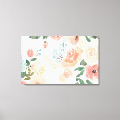 Blooming Delight  Pastel Peach Canvas Print