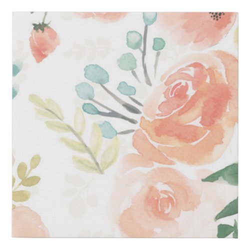 Blooming Delight  Pastel Peach Faux Canvas Print