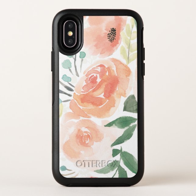 Blooming Delight | Pastel Peach Otterbox iPhone Case (Back)