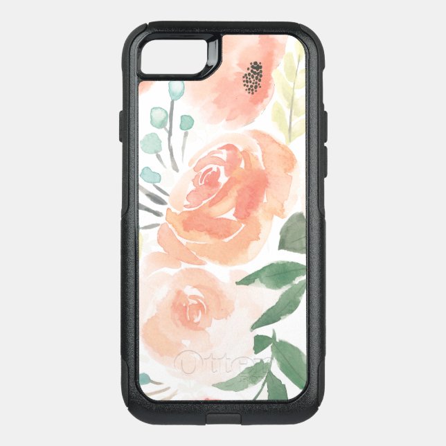 Blooming Delight | Pastel Peach Otterbox iPhone Case (Back)