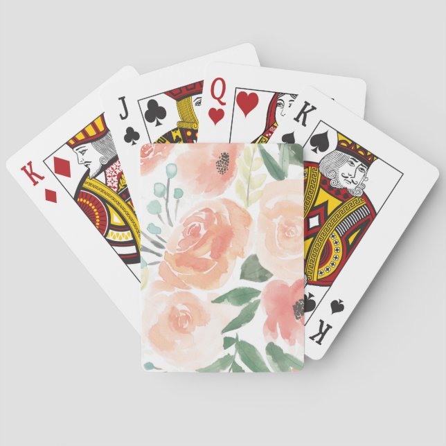 Blooming Delight | Pastel Peach Poker Cards (Back)