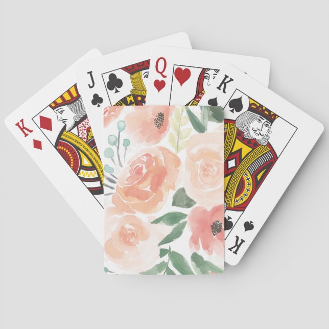 Blooming Delight | Pastel Peach Poker Cards (Back)