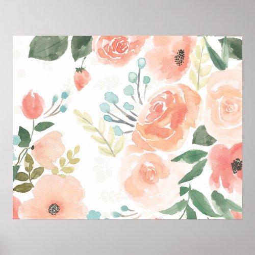 Blooming Delight  Pastel Peach Poster