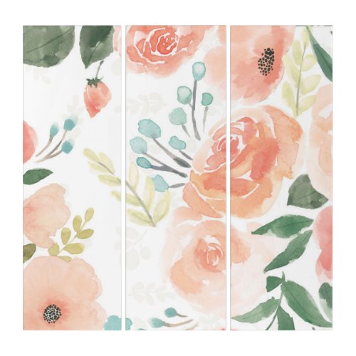 Blooming Delight  Pastel Peach Triptych