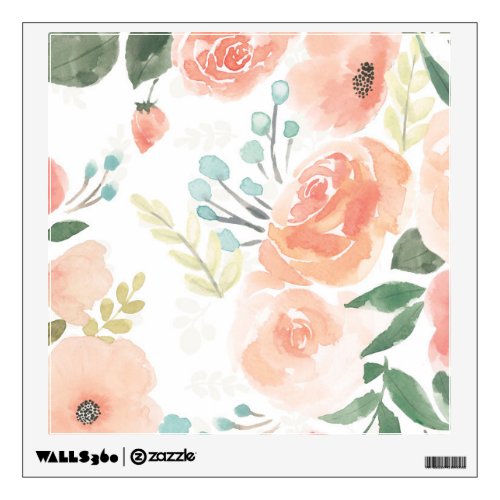 Blooming Delight  Pastel Peach Wall Decal
