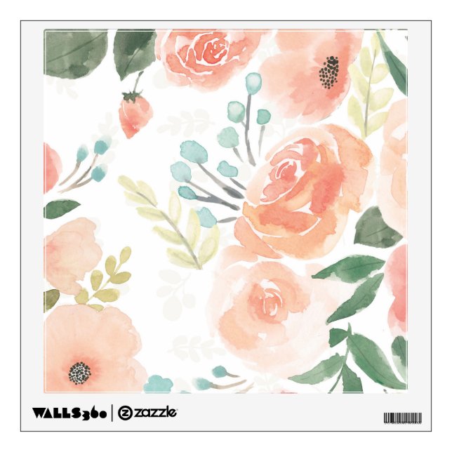 Blooming Delight | Pastel Peach Wall Decal (Front)