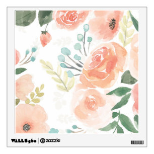 Blooming Delight   Pastel Peach Wall Decal