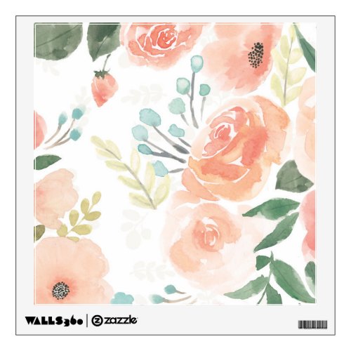 Blooming Delight  Pastel Peach Wall Decal
