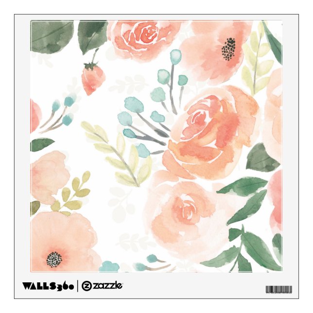 Blooming Delight | Pastel Peach Wall Decal (Front)