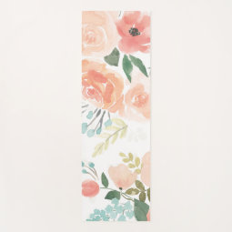 Blooming Delight | Pastel Peach Yoga Mat | Zazzle