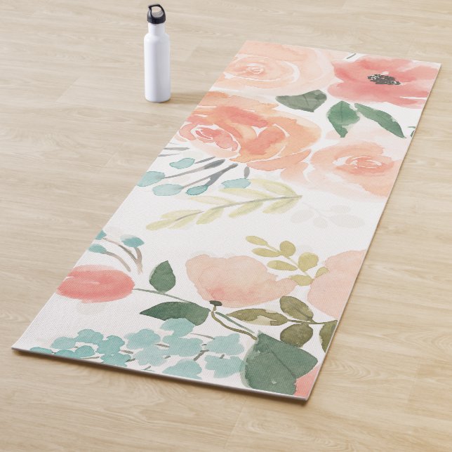 Blooming Delight | Pastel Peach Yoga Mat (In Situ)
