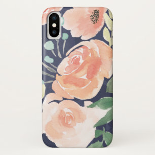 Blooming Delight   Peach & Blue Roses & Poppies iPhone X Case