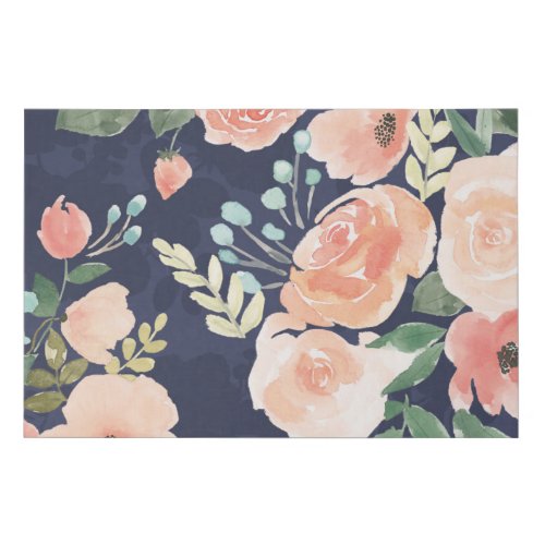 Blooming Delight  Peach  Blue Roses  Poppies Faux Canvas Print