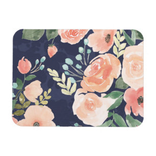 Blooming Delight Peach & Blue Roses & Poppies Magnet