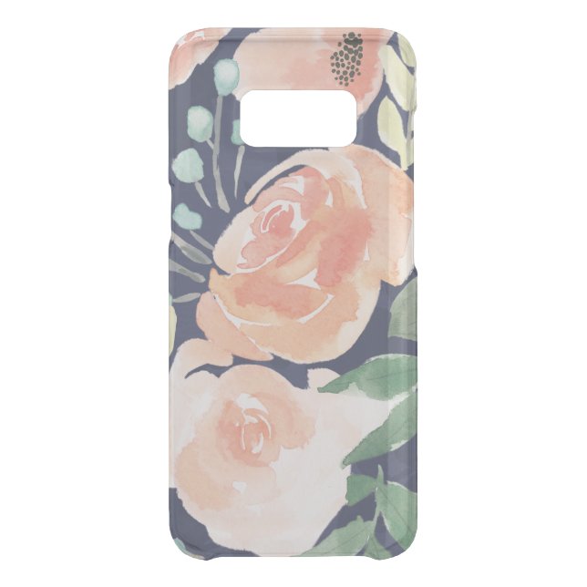 Blooming Delight | Peach & Blue Roses & Poppies Uncommon Samsung Galaxy Case (Back)