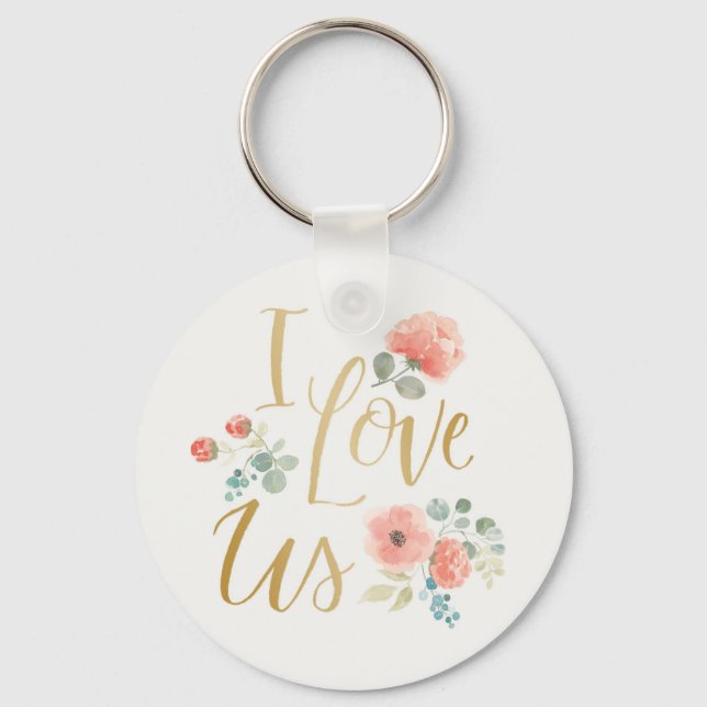 Blooming Delight White | I Love Us Keychain (Front)