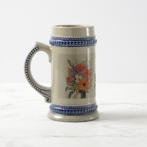 Blooming Delights Mug A Burst of Vibrant Bouquet Beer Stein