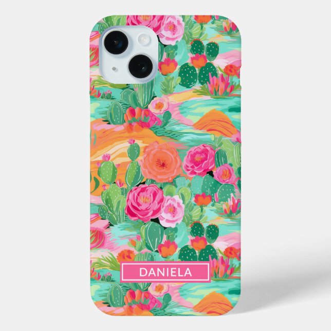 Blooming Desert Cacti Personalized Case-Mate iPhone Case (Back)