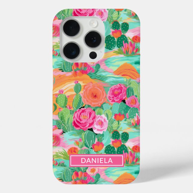 Blooming Desert Cacti Personalized Case-Mate iPhone Case (Back)