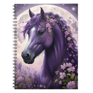 "Blooming Dreams: The Purple Floral Fantasy Horse" Notebook