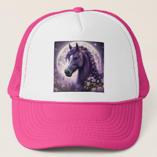 "Blooming Dreams: The Purple Floral Fantasy Horse" Trucker Hat