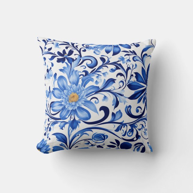 Blooming Elegance: Floral Throw Pillow (Front)
