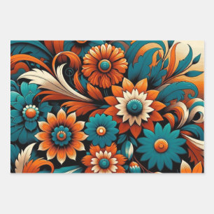 Blooming Elegance Premium Floral Wrapping Paper Sheets