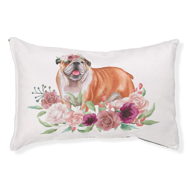 Blooming English Bulldog Pup Paradise Pet Bed (Front)