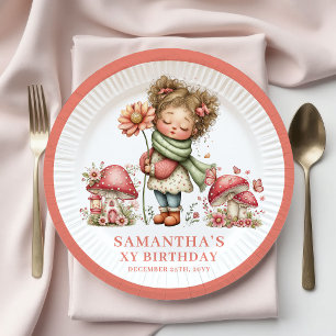 Blooming Fairy 1st Birthday Pink Floral Paper   Plates