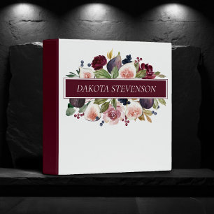 Blooming Figs   Elegant Watercolor Floral Recipe 3 Ring Binder