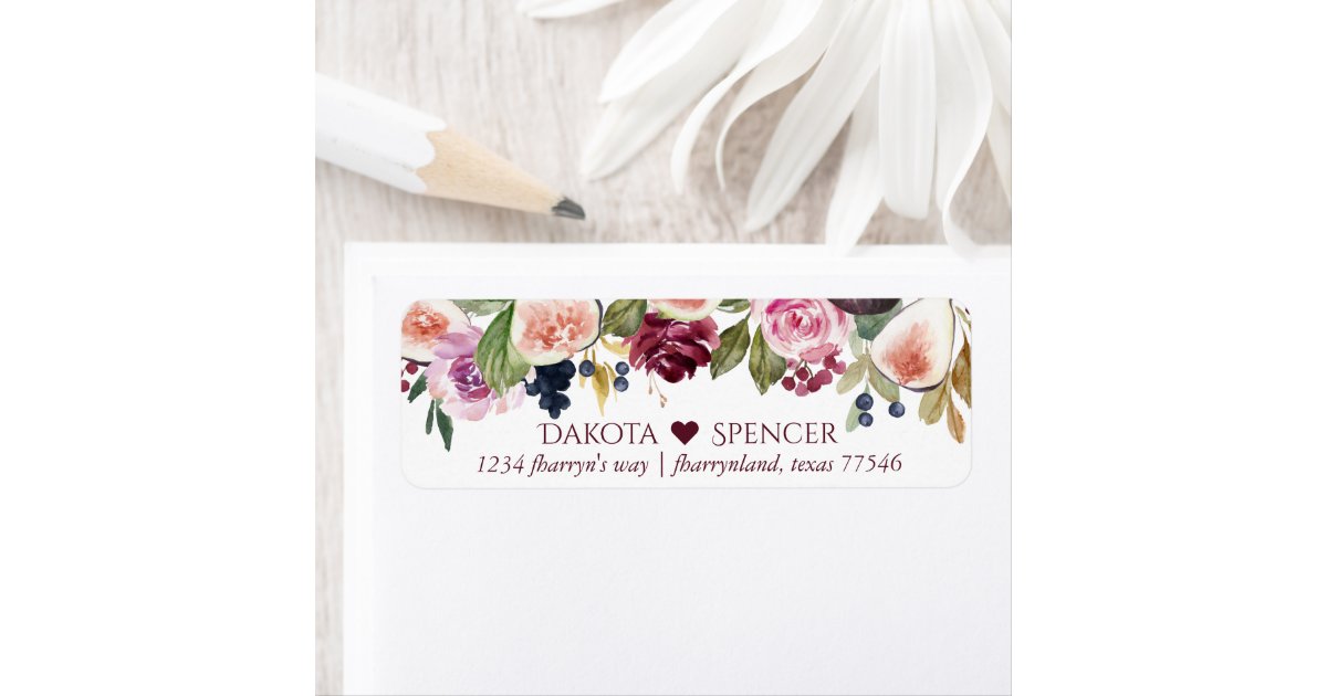 Blooming Figs Moody Floral and Heart Address Label
