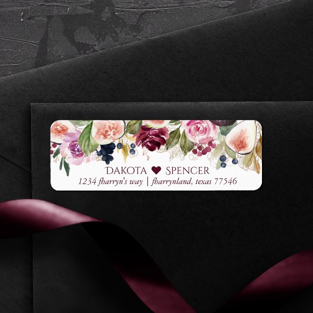 Blooming Figs | Moody Floral and Heart Address Label (Creator Uploaded)