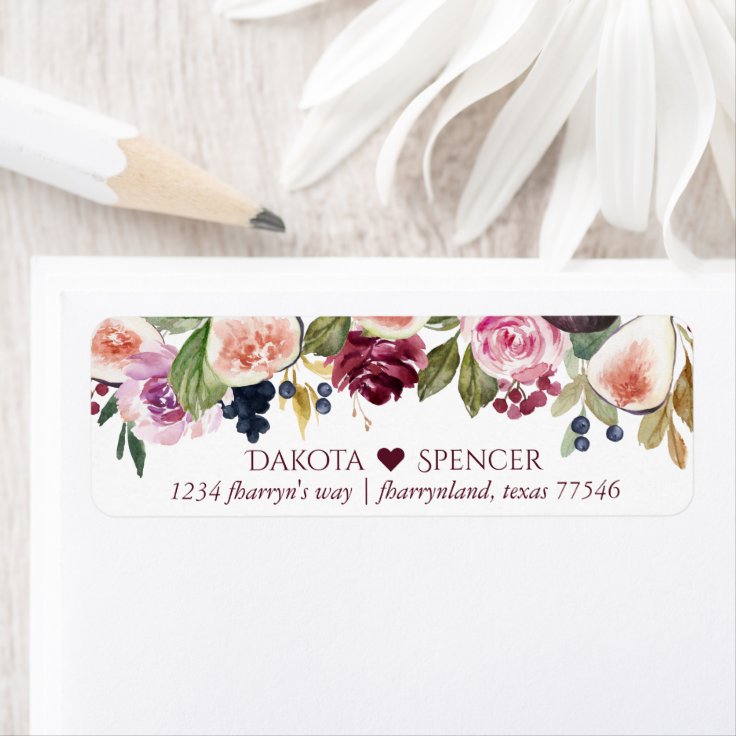 Blooming Figs Moody Floral and Heart Address Label Zazzle