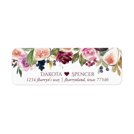 Blooming Figs Moody Floral and Heart Address Label Zazzle