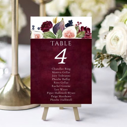 Blooming Figs  Moody Rustic Blossom Guest Names Table Number