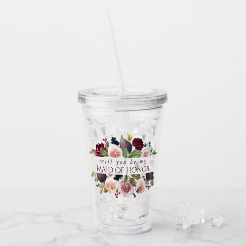 Blooming Figs  Moody Rustic Bridal Party Ask Acrylic Tumbler