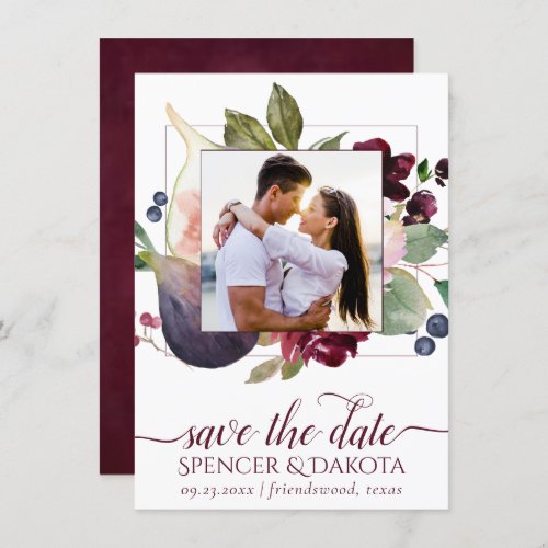 Blooming Figs  Moody Rustic Elegant Floral Photo Save The Date