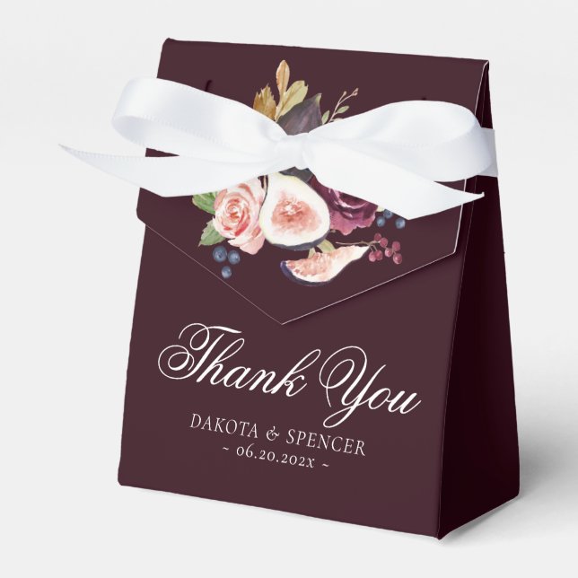 Blooming Figs | Moody Rustic Floral Bouquet Favor Boxes (Front Side)