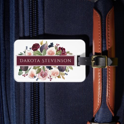 Blooming Figs  Moody Rustic Fruit Blossom Custom Luggage Tag