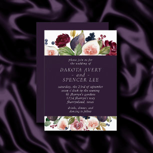 Blooming Figs Moody Rustic Fruit Elegant Blossom Invitation