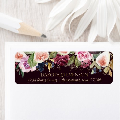 Blooming Figs  Moody Rustic Fruit Elegant Blossom Label