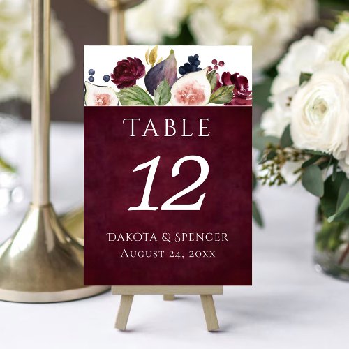 Blooming Figs  Moody Rustic Fruit Elegant Blossom Table Number