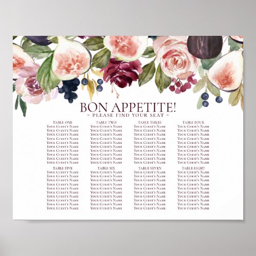 Blooming Figs  Moody Rustic Fruit Seating Chart